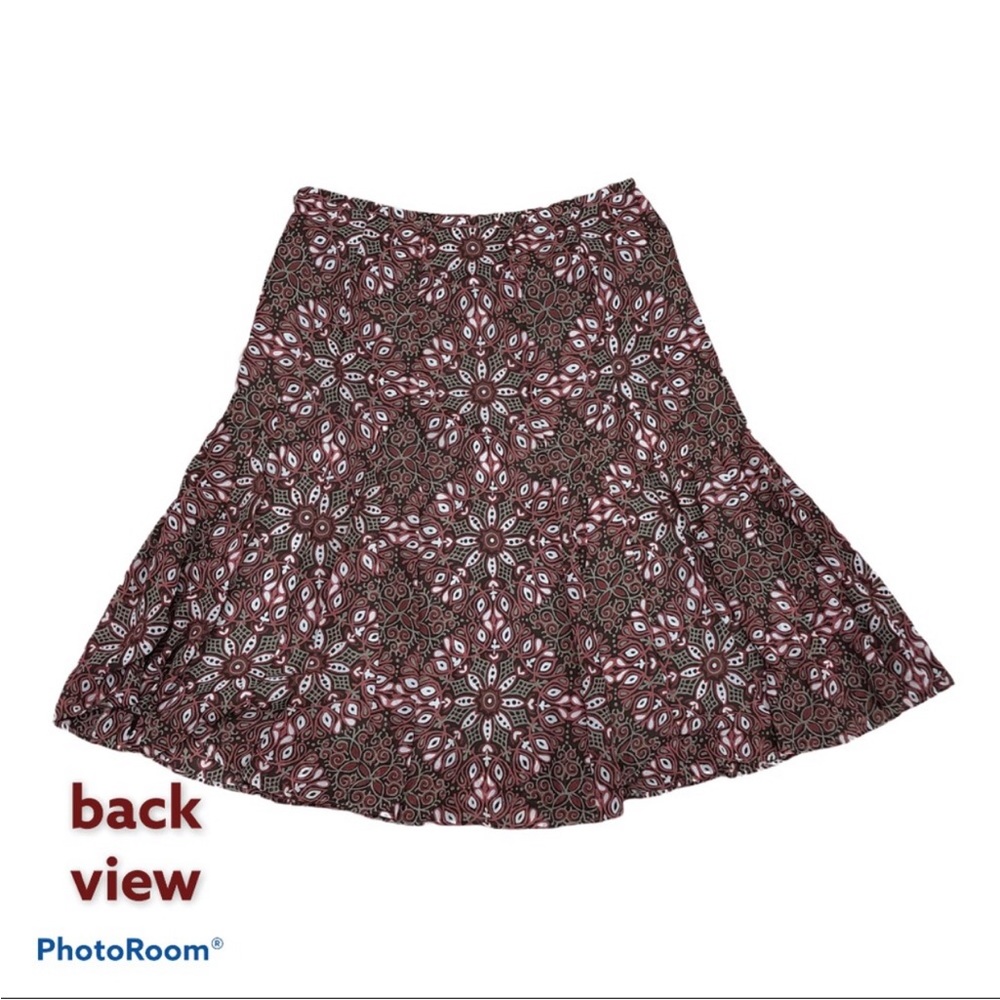 Ann Taylor Loft Petites lined side zip full paneled paisley skirt - Picture 5 of 10